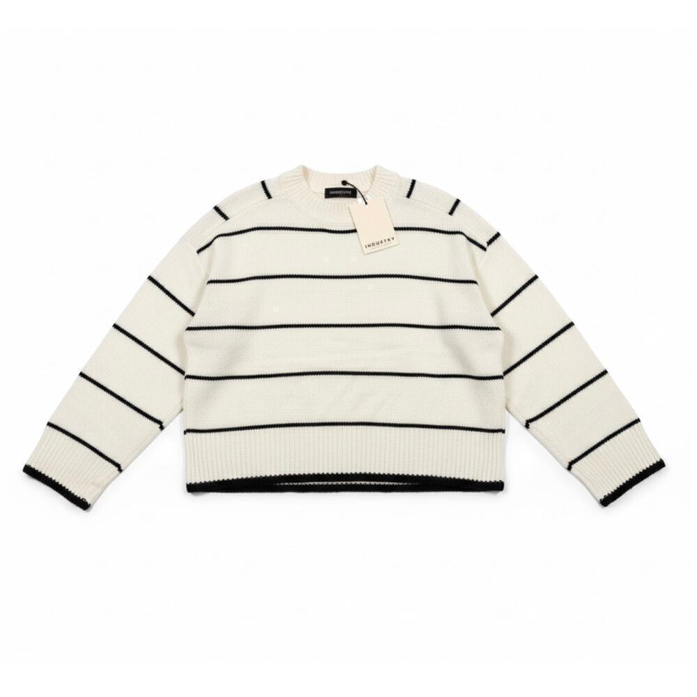 Industry Republic NEW Cream Striped Knit Sweater Preppy Classic Medium Old Money